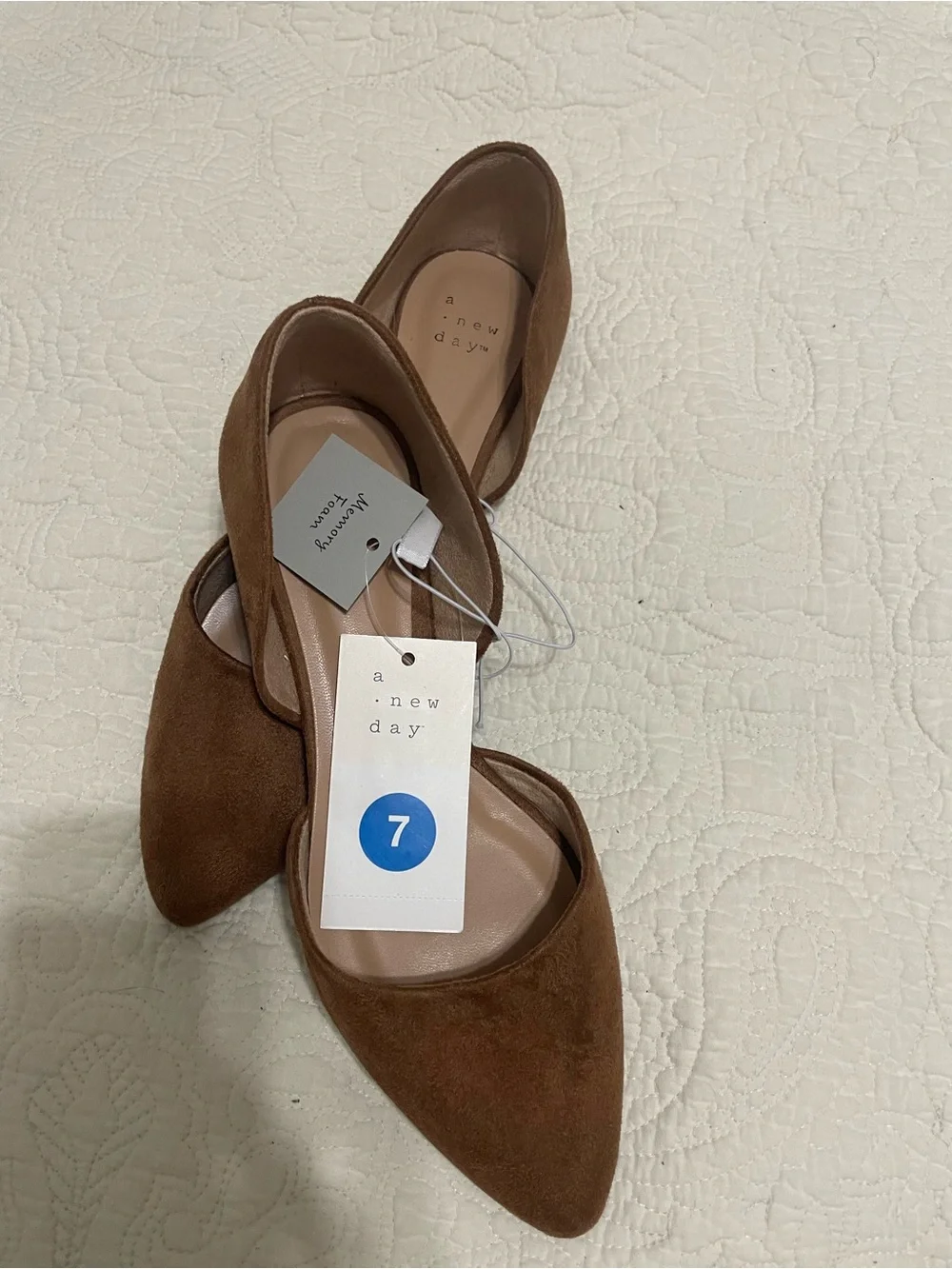 Chestnut Suede Pointed Toe Flats - Women-BNWT-Size 7